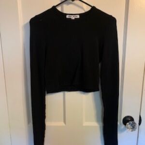 Elizabeth and James Black Cropped top with long sleeves